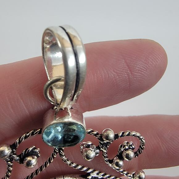 Brown Jasper Pendant – With Red Garnet Accents + 20" Sterling Silver Chain - Picture 4 of 10